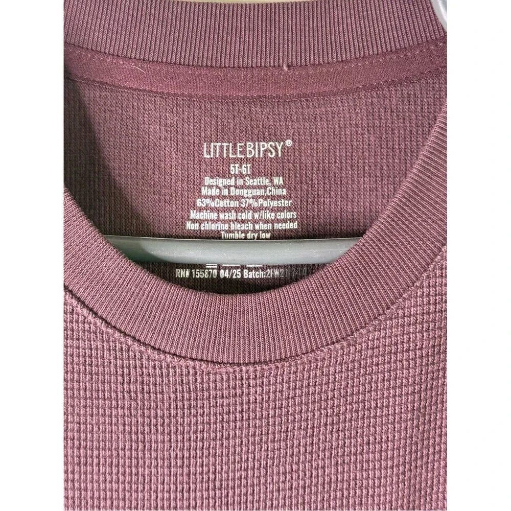 Little Bipsy Waffle-Knit Crew Long Sleeve shirt - Huckleberry